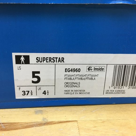 adidas Superstar EG4960 Triple White SZ 5 NEW - Picture 5 of 5